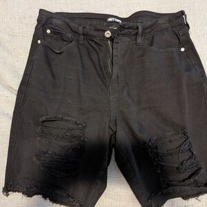 Hot Topic Black Ripped Denim Shorts